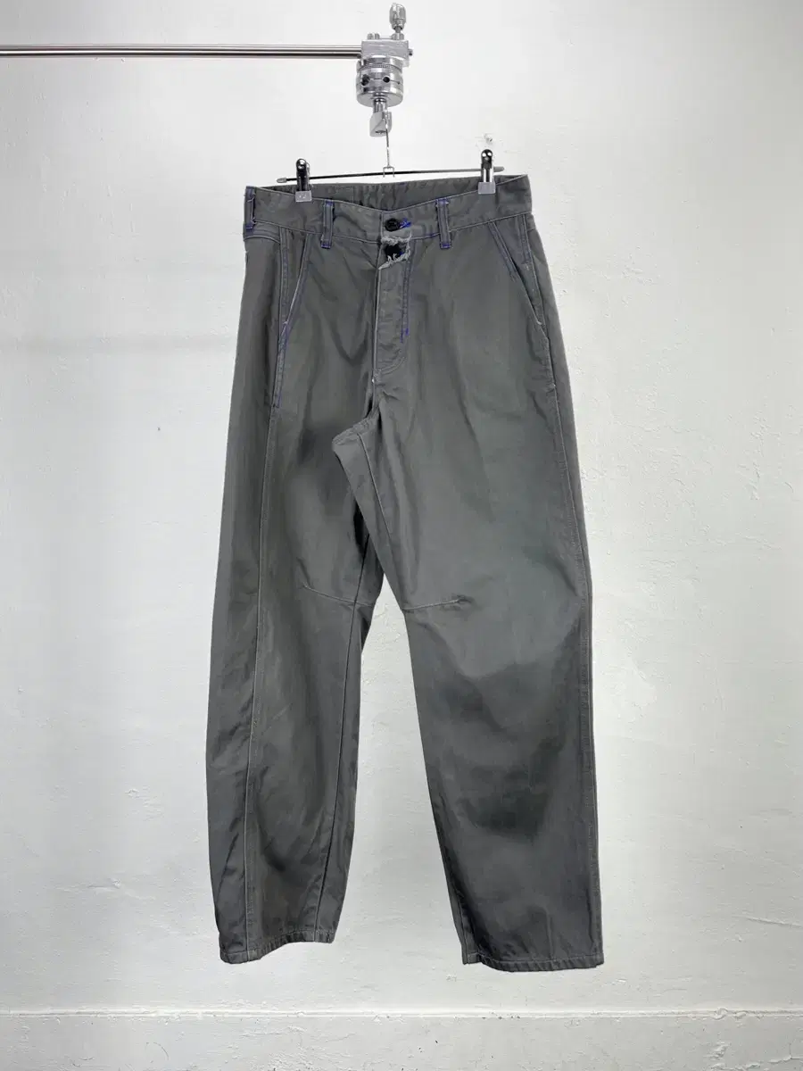 Adidas 21F/W Gray Stitched Hidden Button Cotton Pants