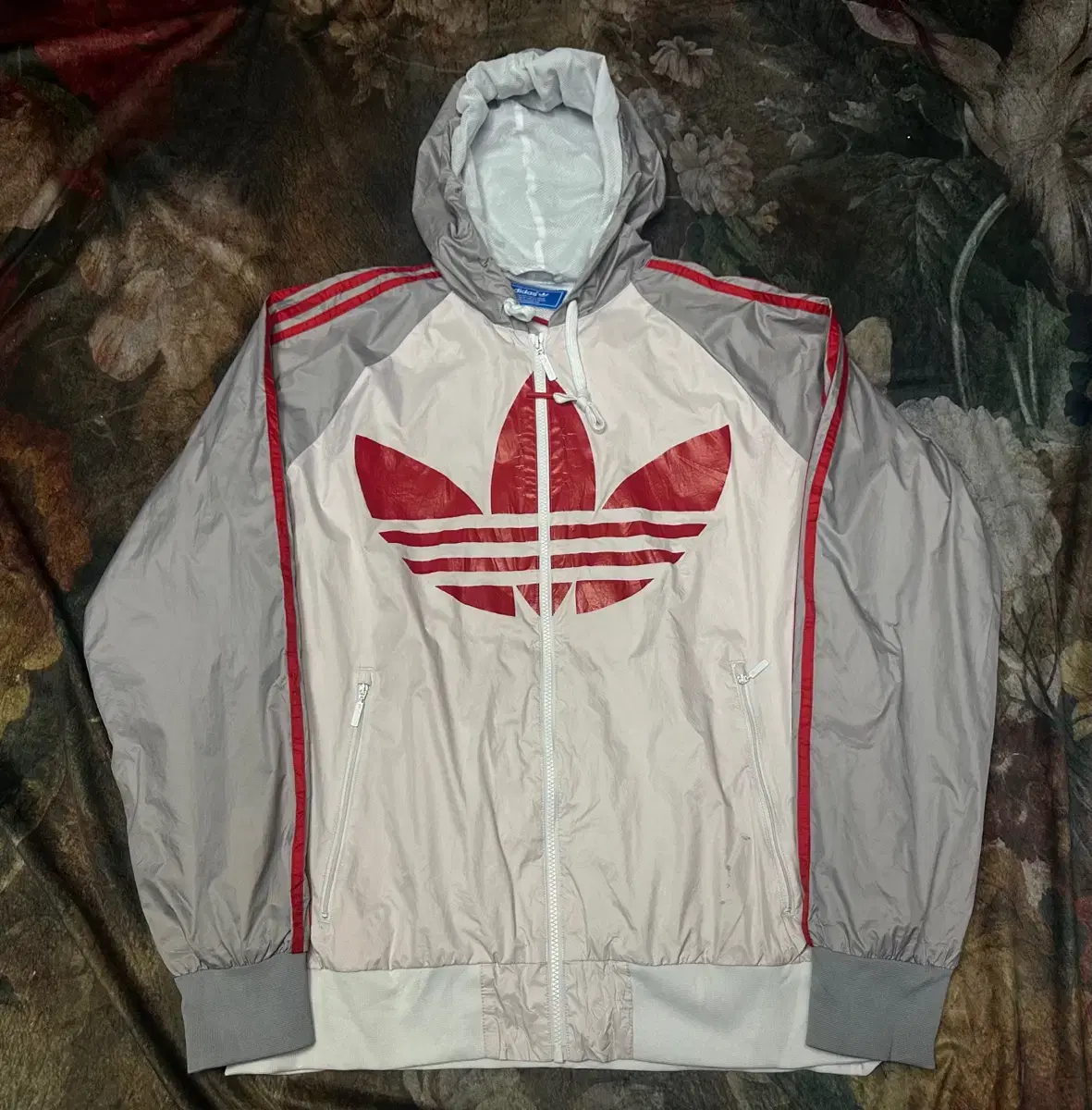 Adidas Vintage Samsun Trefoil Big Logo White Windbreaker XL Adidas Windbreaker