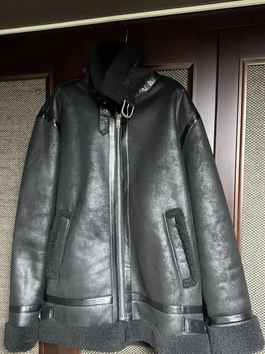 Men's Black Leather Zipper Mustang