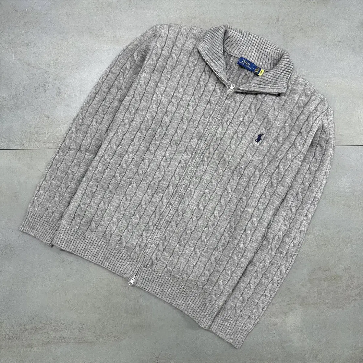 Polo Cable Knit Zip Up Cool Gauge 7.5