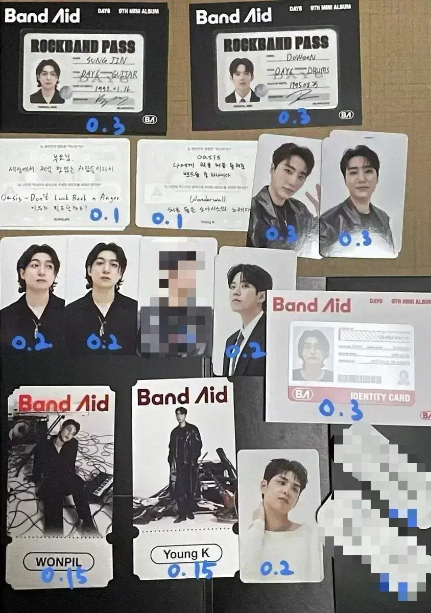 Day 6 Bandaid album Component Tickets kard photocard Message Card