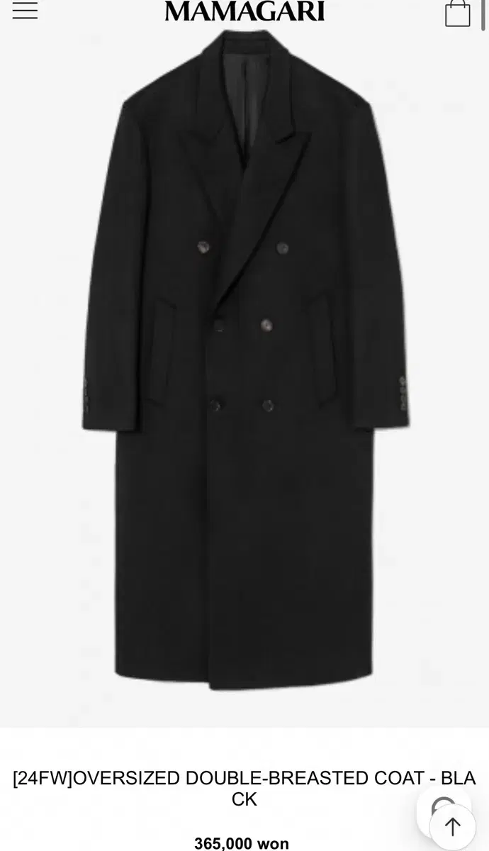 (Direct - 10.000)[48]Mamagari Oversized Double-breasted Coat Black