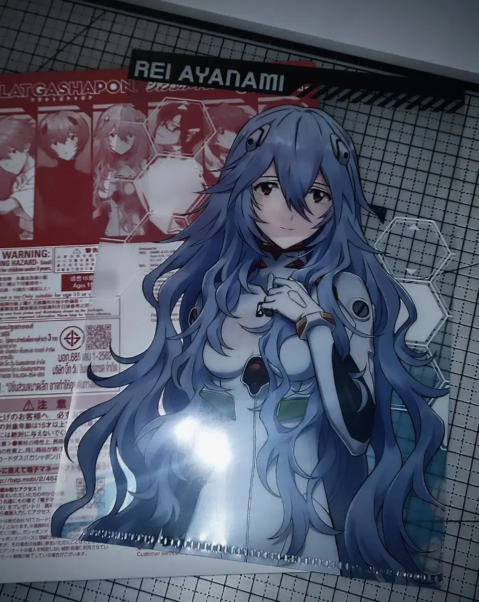 Neon Genesis Evangelion Ayanami Long Hair lay Gashapon Gacha Clear File