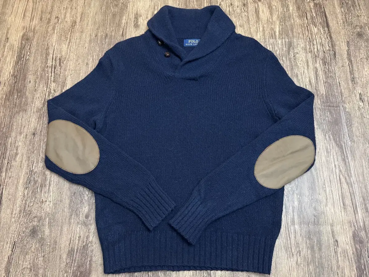 [S] Polo Ralph Lauren Shawl Kara Knit Navy Merino Wool Angora Navy