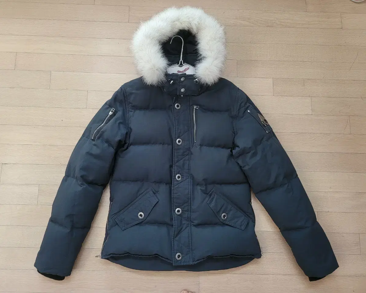 Knuckle Padded Three Quarter L Jacket Navy White Faux Fur Fox Fur Men's Padded