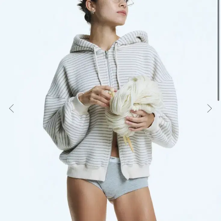 글로니 박시 집업 스트라이프 boxy zip up (stripe) M