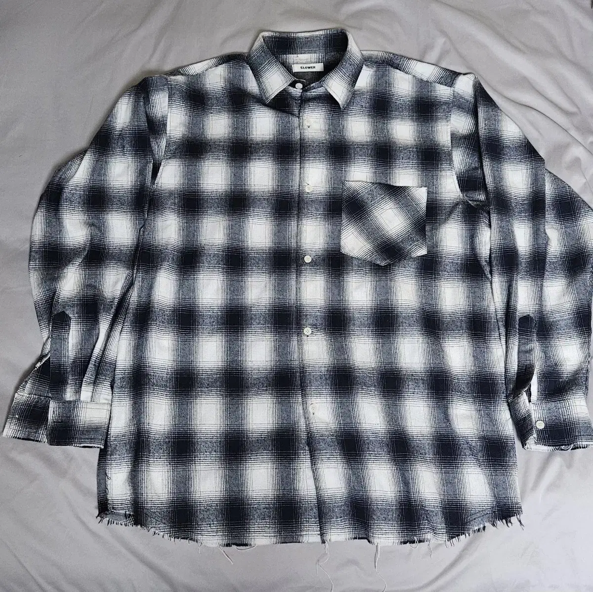 Navy Check Shirt Wool Flannel