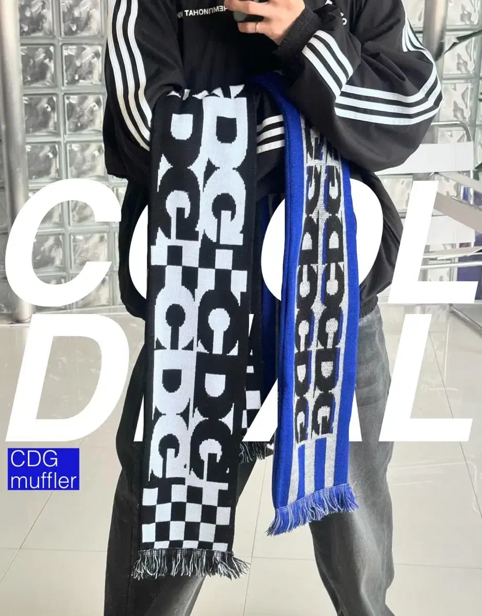 세트할인 2개가격 Logo Check Scarf White Black