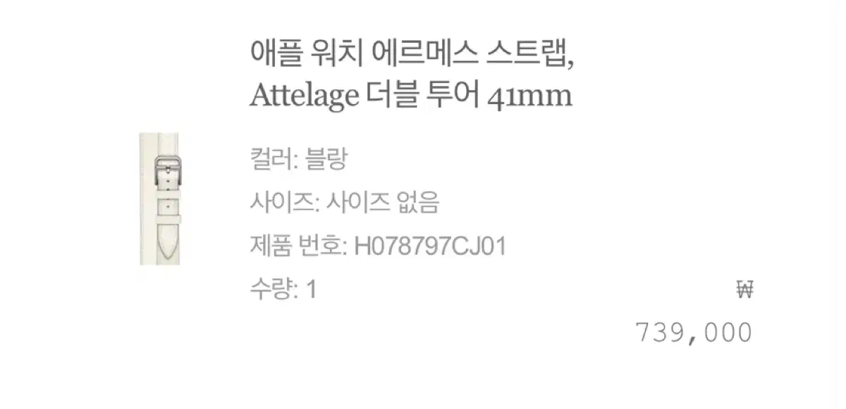 [공홈] 에르메스 애플워치 밴드 화이트더블 41mm