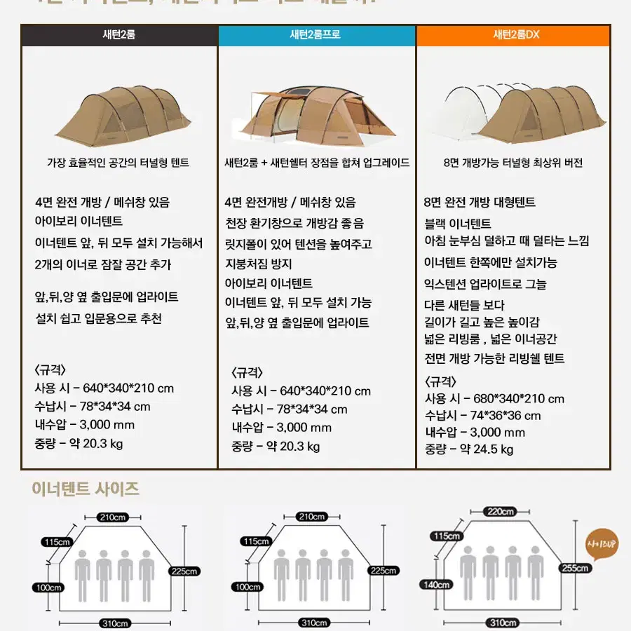 스노우라인 새턴2룸DX 텐트 코튼크림 색상 미개봉 새상품 판매합니다.