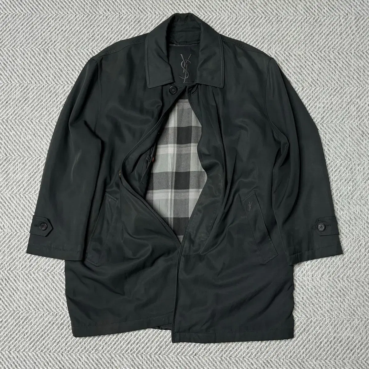 YSL Yves Saint Laurent Spellout Small Logo Polyshell Jacket Coat