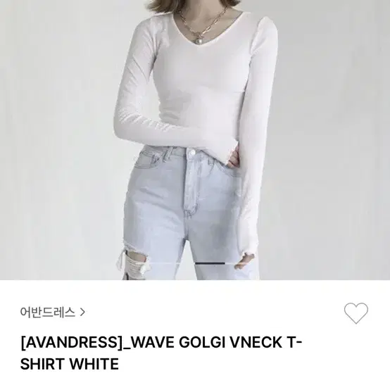 어반드레스 wave golgi vneck T-shirt white