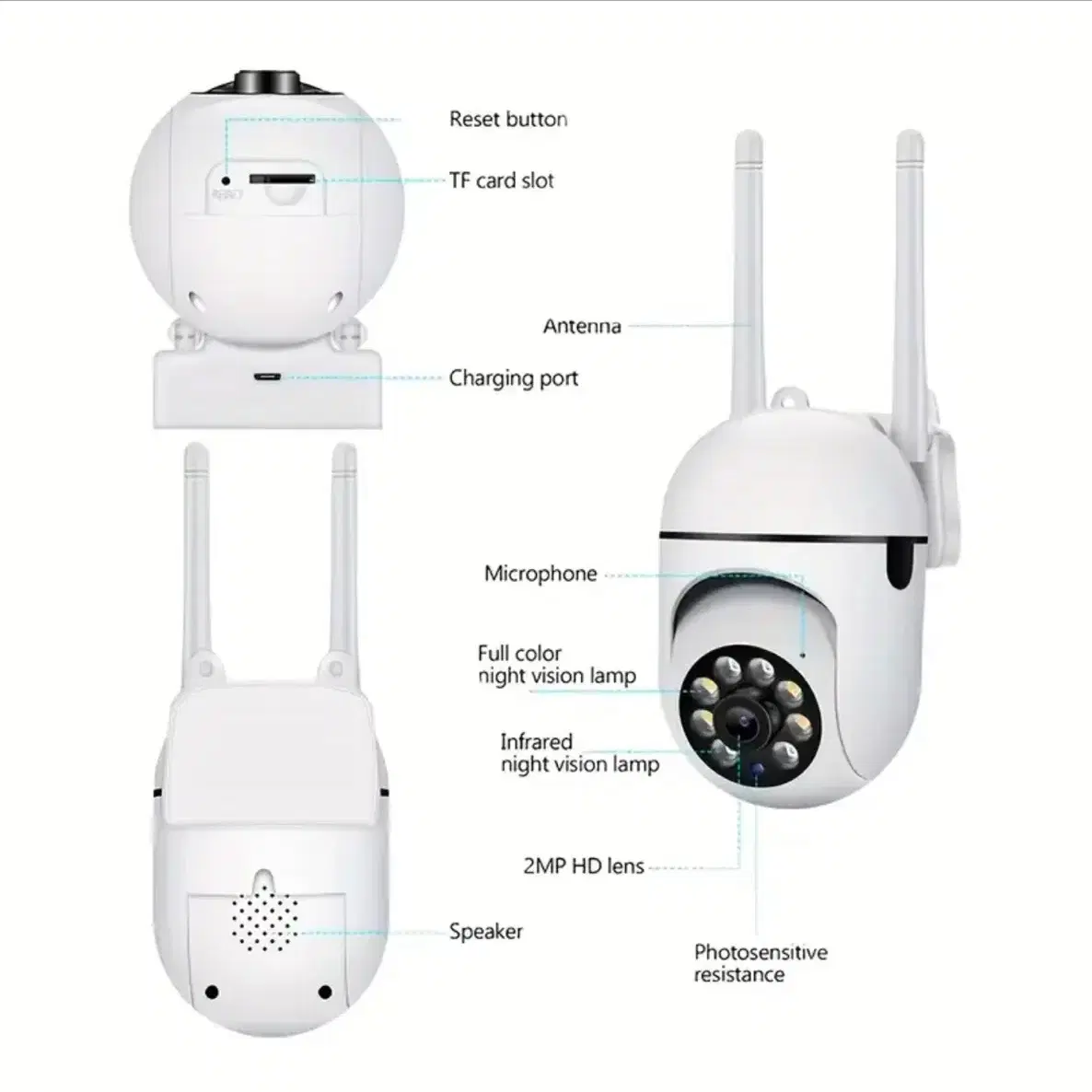 홈카메라 1080p HD오디오 보안 카메라 줌 2.4G Wi-Fi 스마트