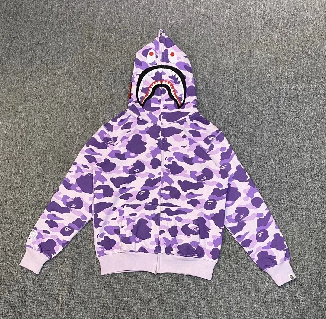 bape 클래식 샤크 집업 맨투맨 퍼플 컬러