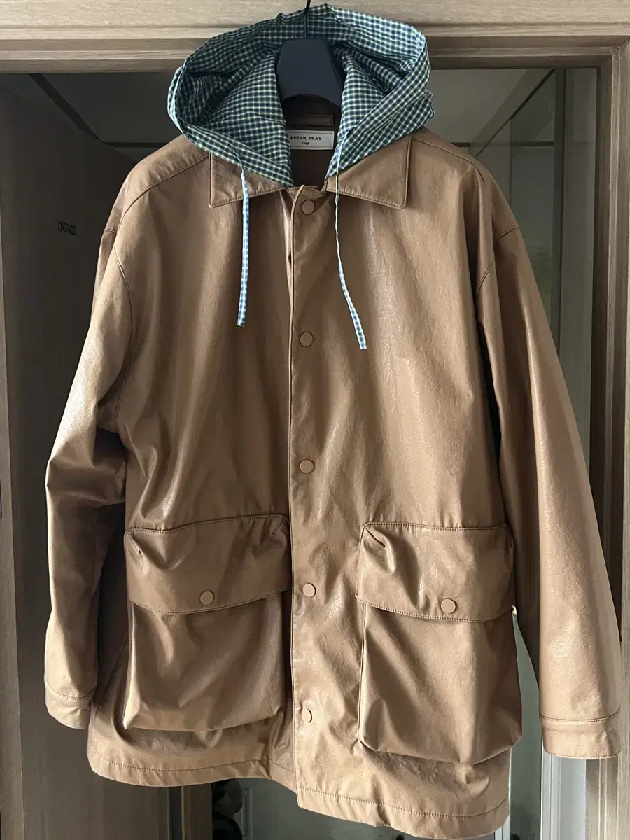 (L) Afterpray Coated Hoodie Coat Mocha