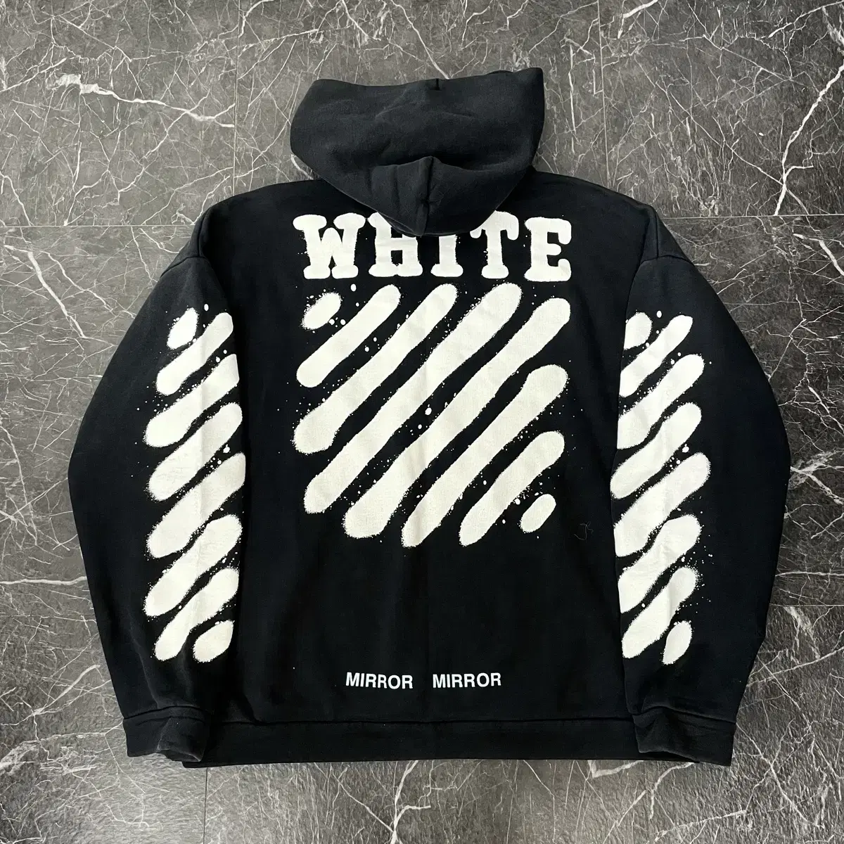 Off-White Diagonal Spray Oversized Hoodie Black