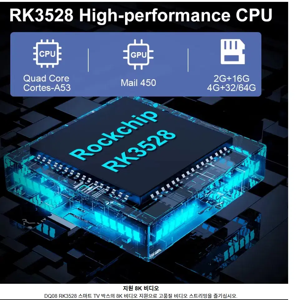 DQ08 RK3528 스마트 TV 박스 안드로이드 13 쿼드코어 셋톱박스