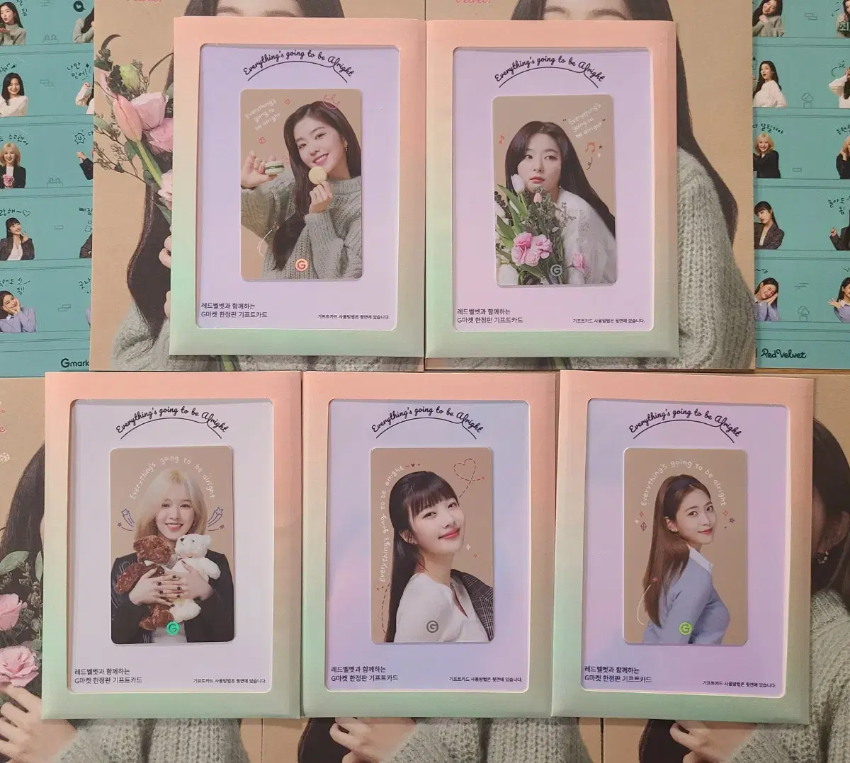 Red Velvet Gmarket photocards, postcard and sticker wts.