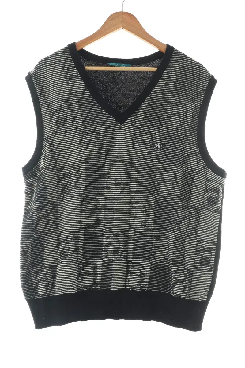 (XL) BrandVintage Knit Vest Black Wool Old School-101D0