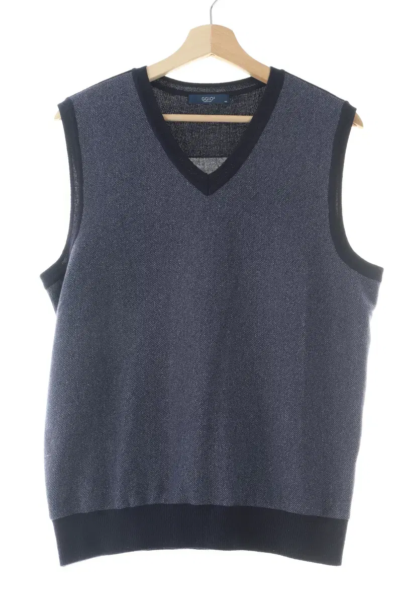 (L) BrandVintage Knit Vest Navy Wool Old School-101D4