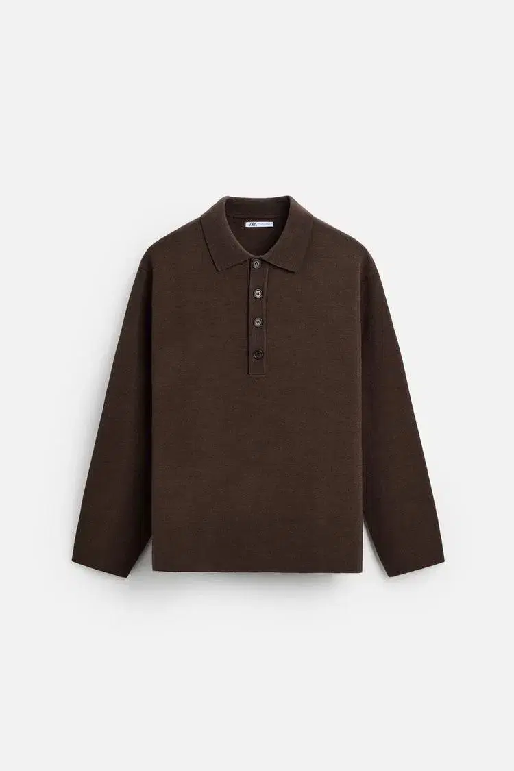 Zara Structured Knit Polo Shirt New Arrivals