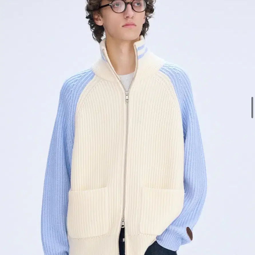 마리떼 COLOR BLOCK RAGLAN ZIP-UP CARDIGAN