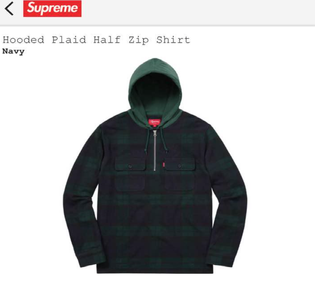 Supreme Hooded Plaid Half Zip Shirt 슈프림