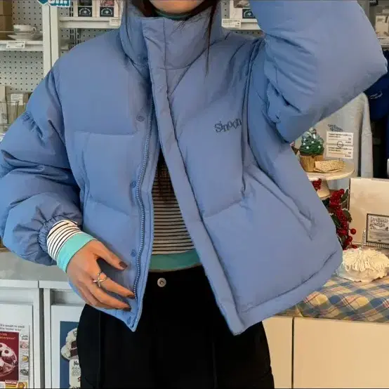 시눈 패딩 PUFFER JACKET 더스티블루