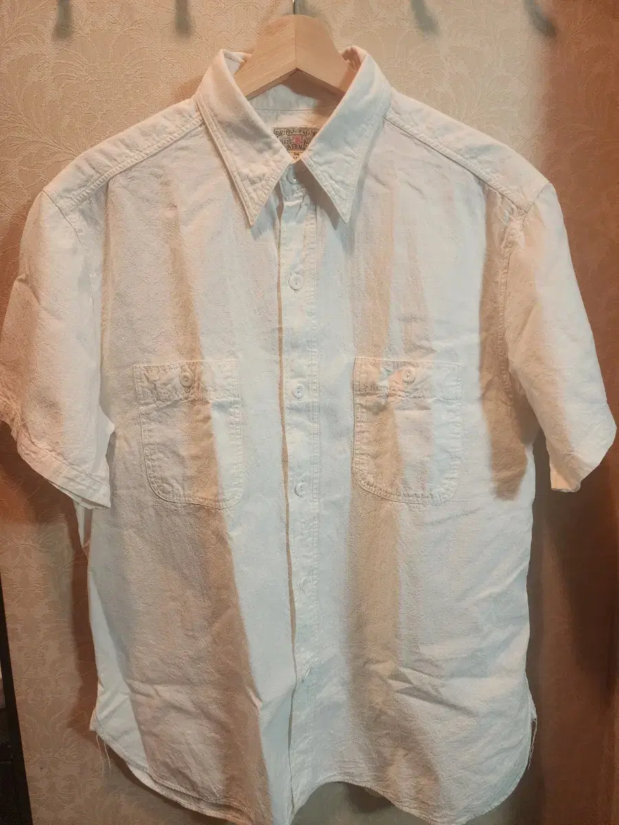 Burleson chambray shirt white (ecru) short sleeves size 17 (XL)