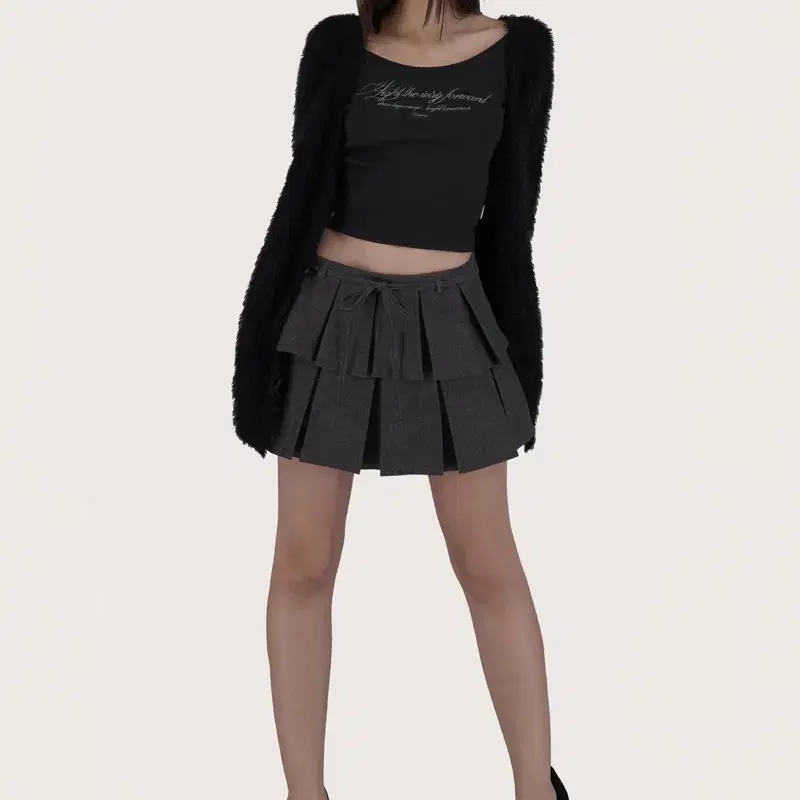 클리시어 Whipping cream pleated skirt 그레이 M