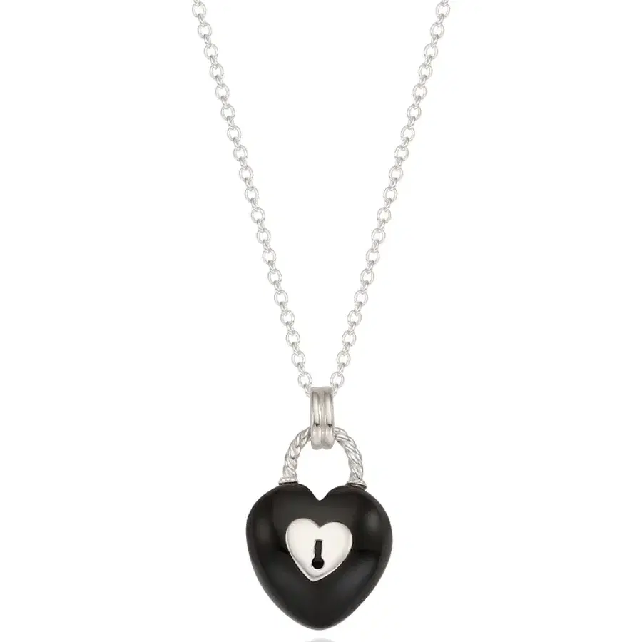 앙스모멍 Heart Lock Necklace (onyx)