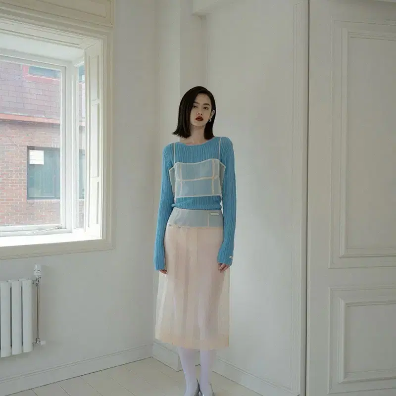 오버듀플레어 MOHAIR RIB KNIT TOP (택 달린 새상품)