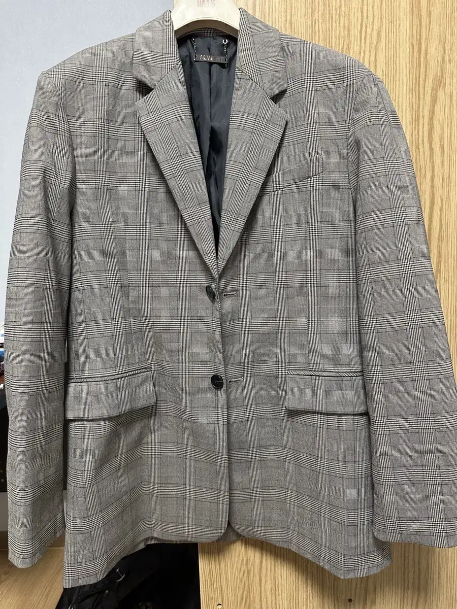 Drawstring check blazer