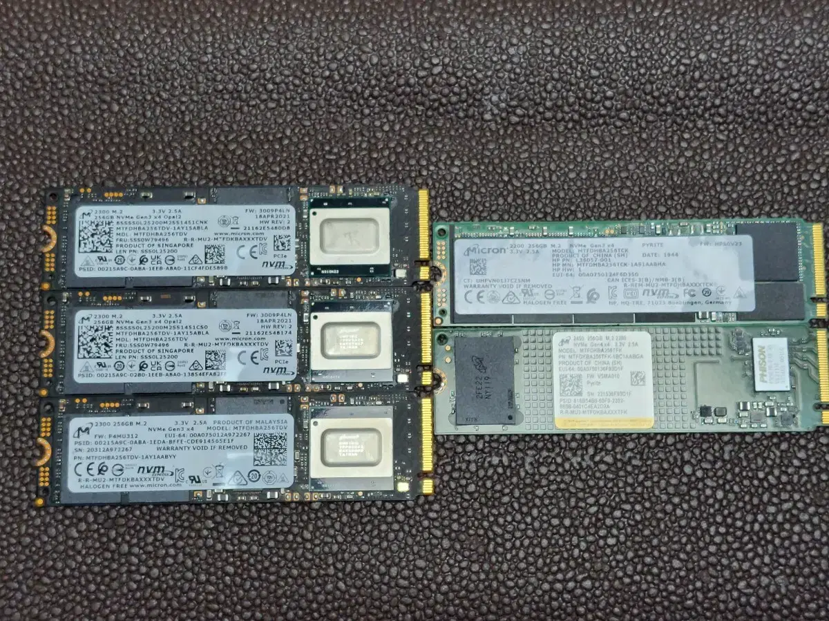 컴퓨터 저장장치 마이크론 NVME SSD 256GB 3종류