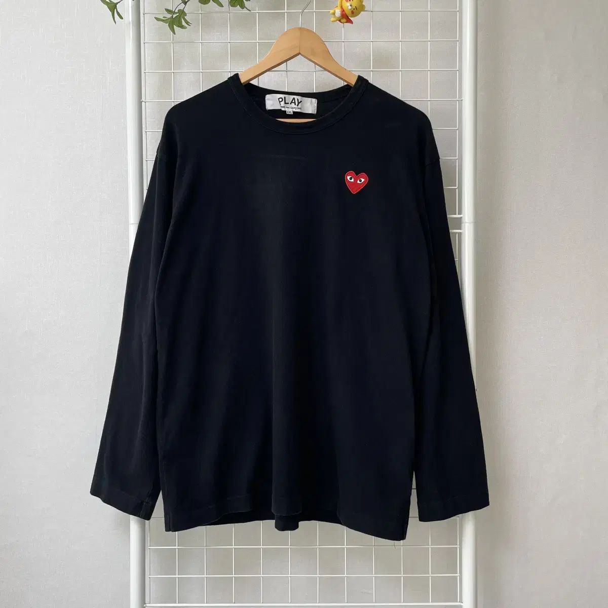 Comme des Garçons Song Red Heart Long Sleeve T-Shirt Black WK-0040