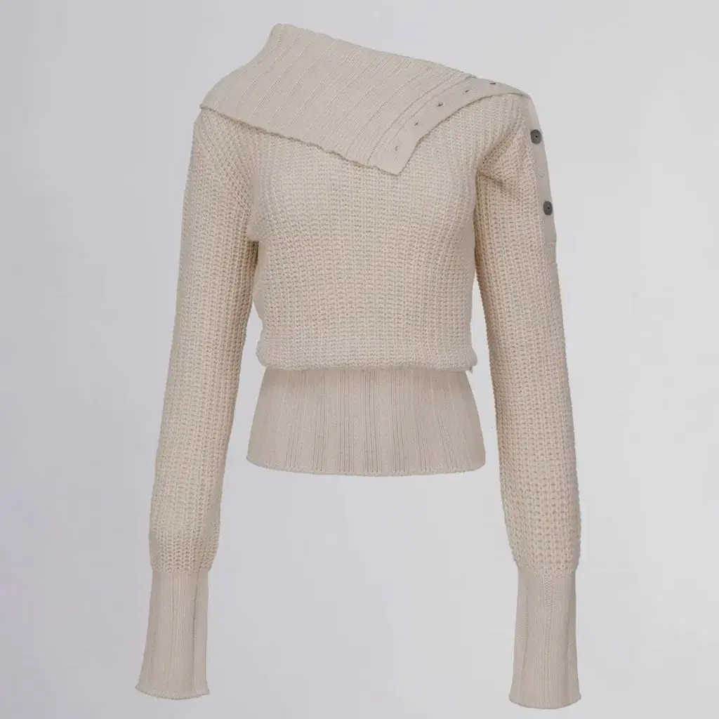 스컬프터 funnel neck sweater 화이트 판매