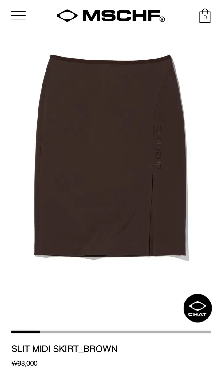 미스치프 SLIT MIDI SKIRT_BROWN 슬릿 미디 스커트