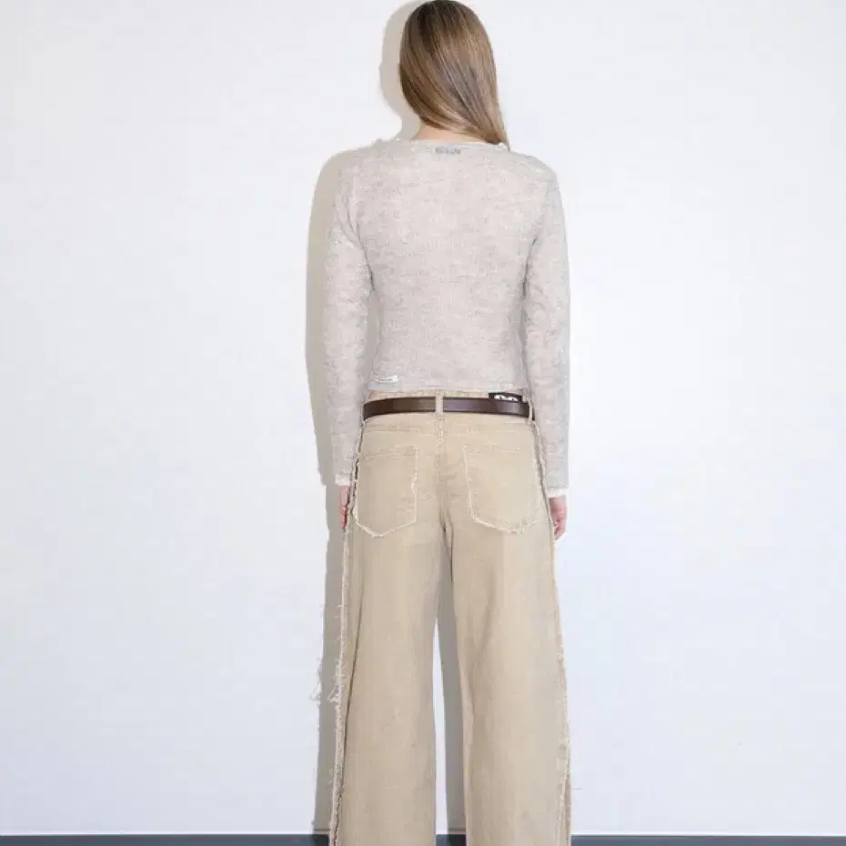 Low Rise Side Damage Wide Cotton Pants