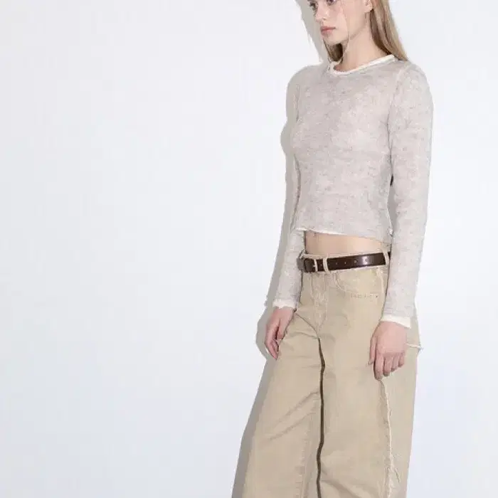 Low Rise Side Damage Wide Cotton Pants