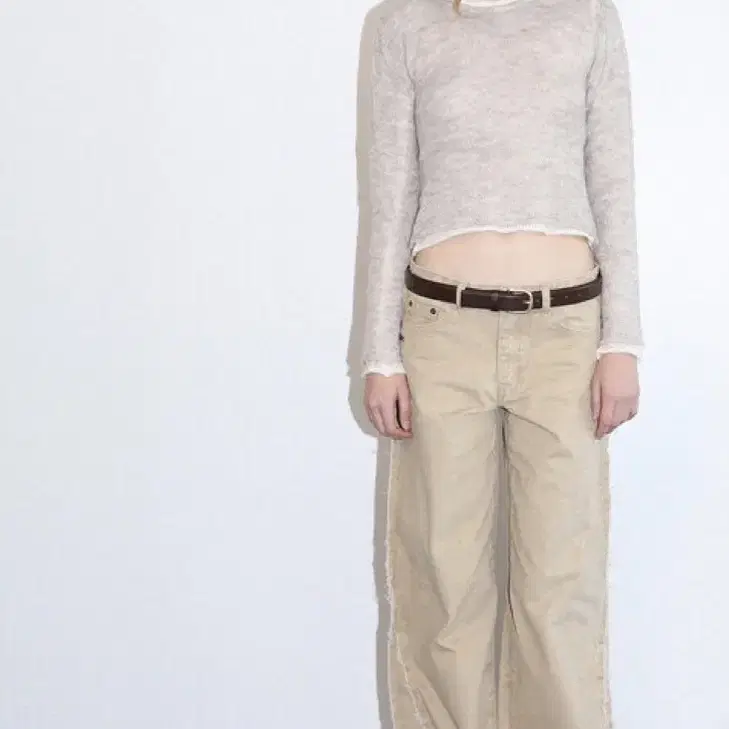 Low Rise Side Damage Wide Cotton Pants