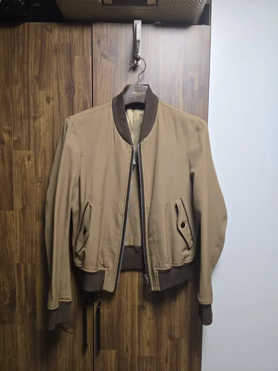 Tom Ford 20FW Hop Sack Leather Trim Wool Bomber