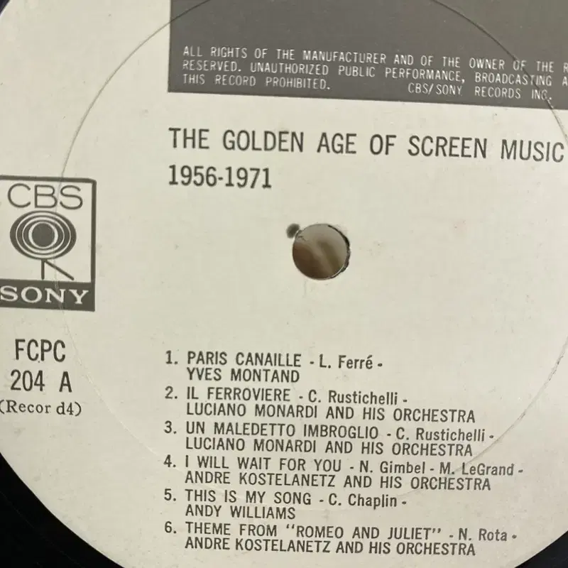 SCREEN  MUSIC GOLDEN LP / AA2956