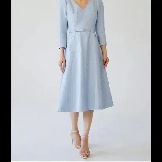 브라이드앤유 ULANNI V neck A-line tweed dress