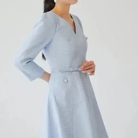 브라이드앤유 ULANNI V neck A-line tweed dress