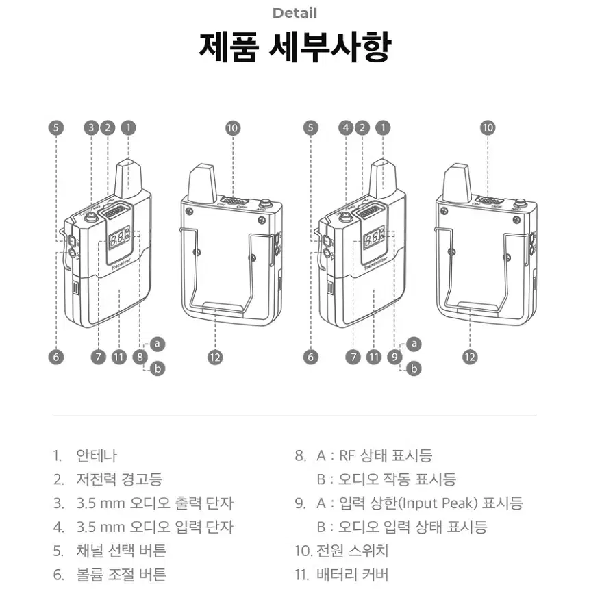 핀타입 무선 송수신기 마이크 세트