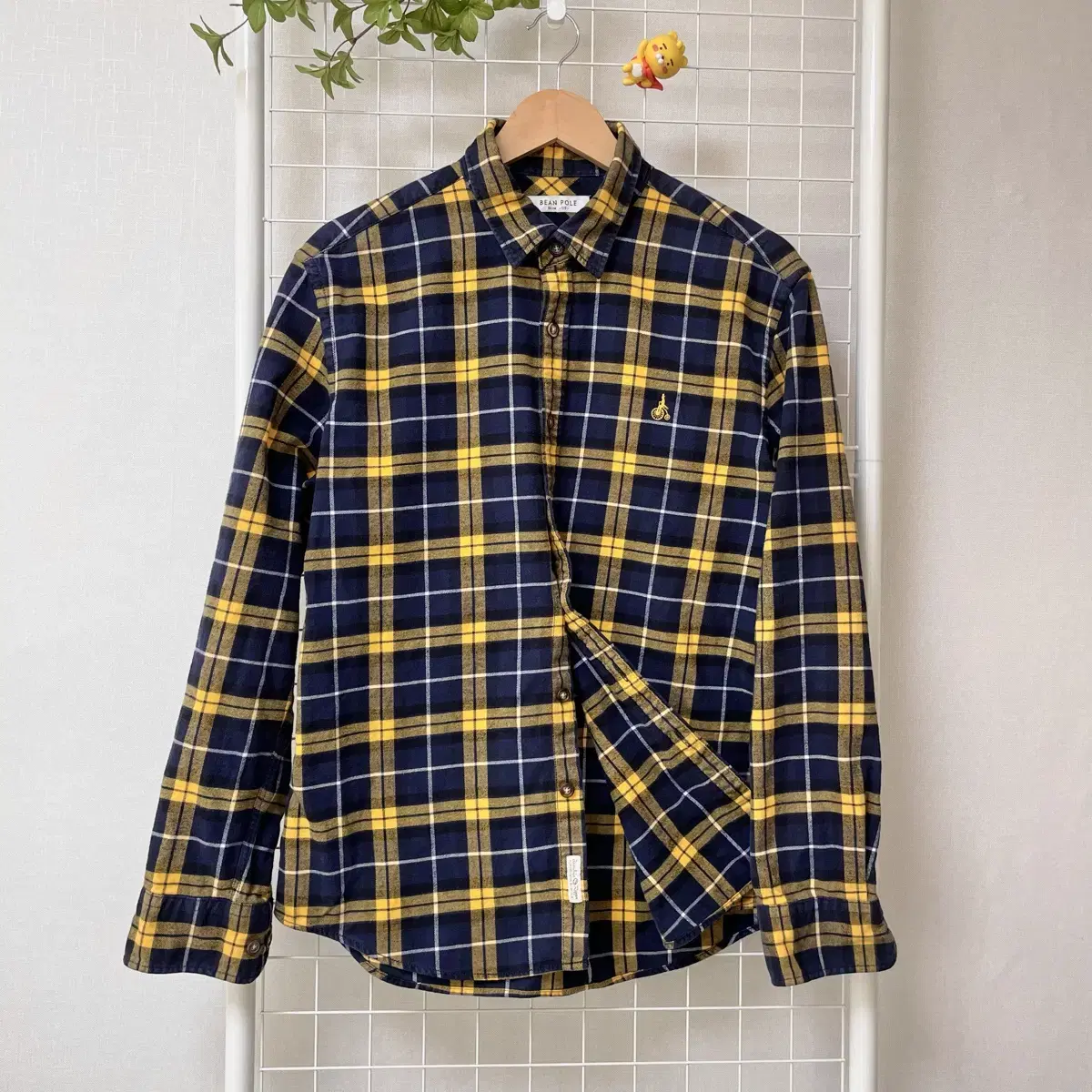 Beanpole Slim Fit Check Shirt Navy+Yellow WK-0043