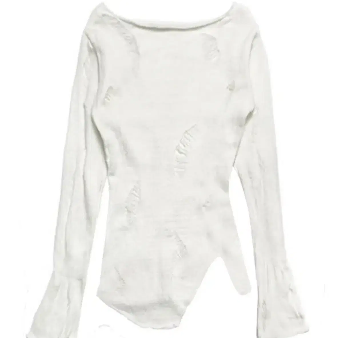 Street Grunge Look Sand Damage Vincci Long Sleeve Knit White