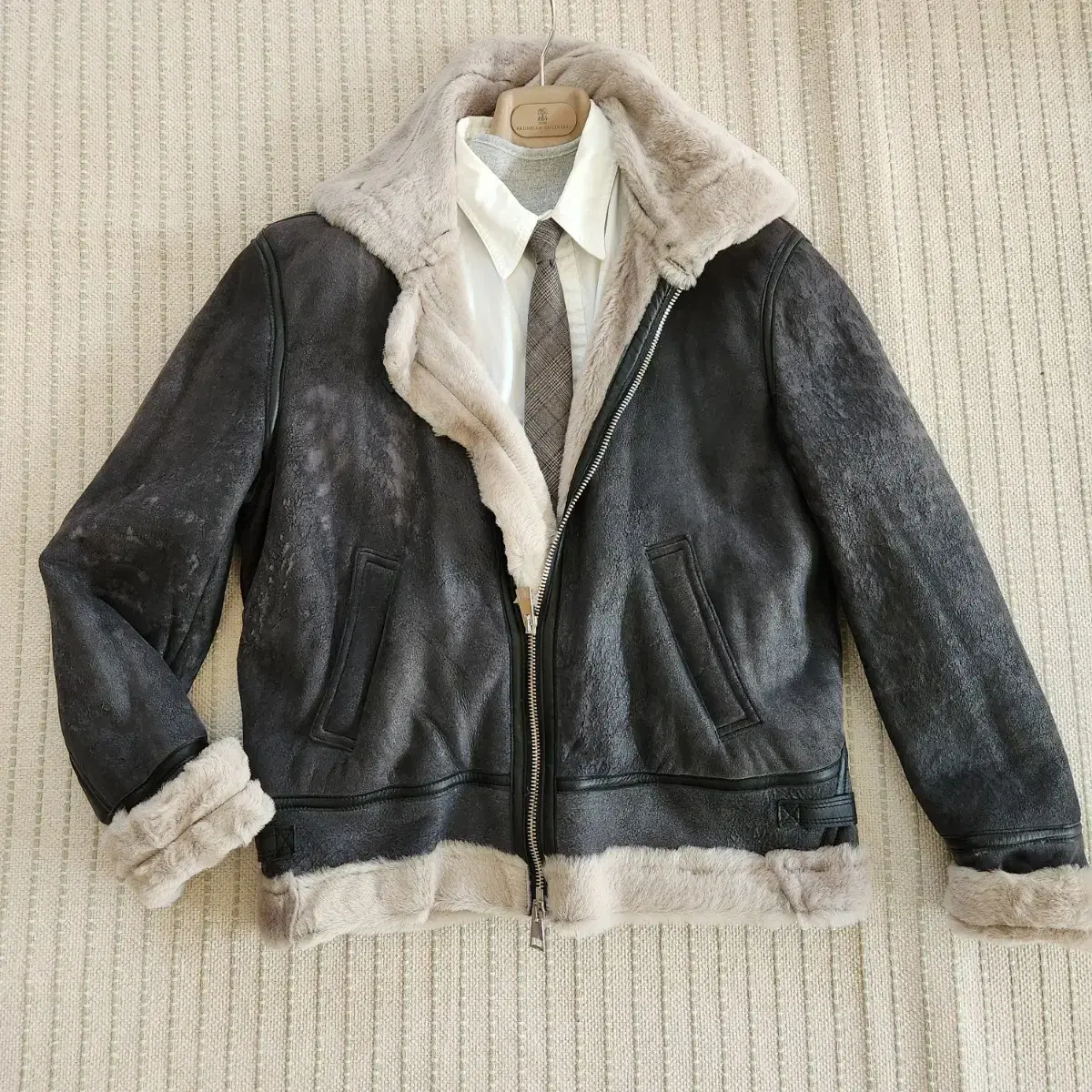 Delan Dylan Italian top quality fur mustang shearling leather jacket