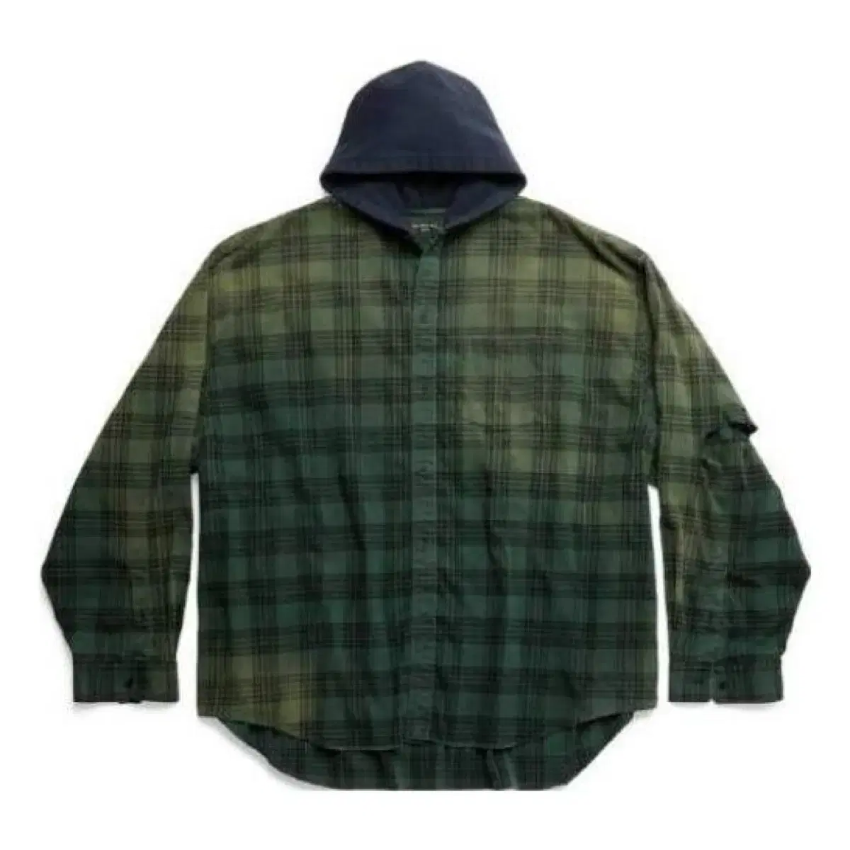 [3] Balenciaga oversized hooded shirt green check jungkook worn by