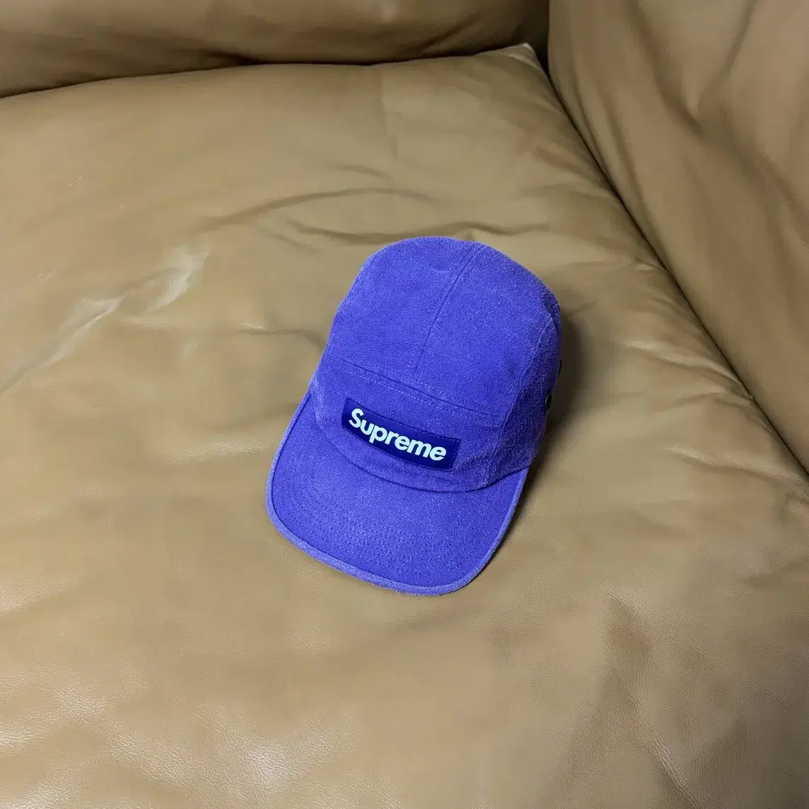 Supreme 슈프림 퍼플 캠프캡 모자 Lint Washed Purple